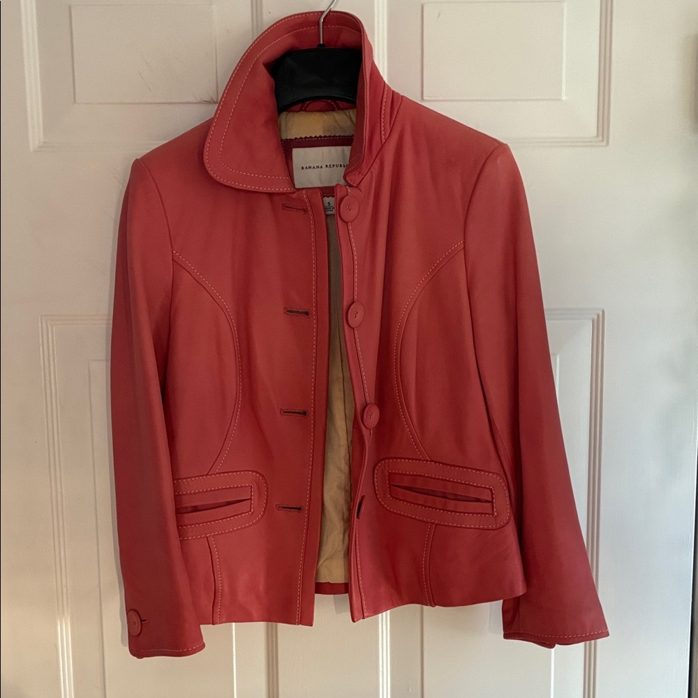 Banana Republic Coral Leather Jacket
